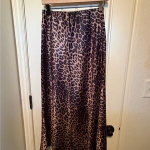Leopard Print Silk Maxi Skirt